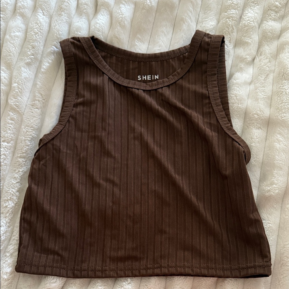 SHEIN Chocolate Ribbed Tank Top